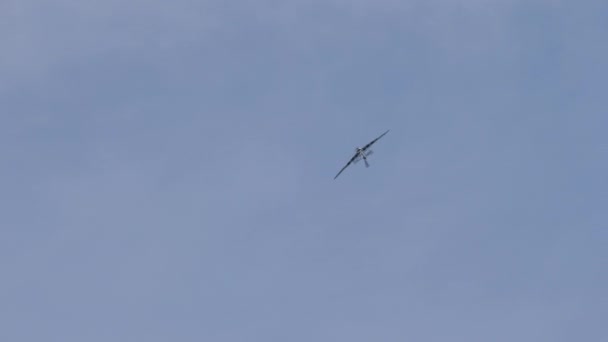 Vintage pervane savaş uçağı bir rulo yapıyor. — Stok video