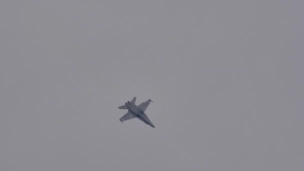 Vídeo en cámara lenta de un McDonnell Douglas F-18 Hornet, Boeing, de la Fuerza Aérea Suiza — Vídeo de stock