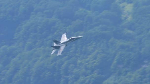 Closeup of a military fighter jet plane in slow motion — Stock video