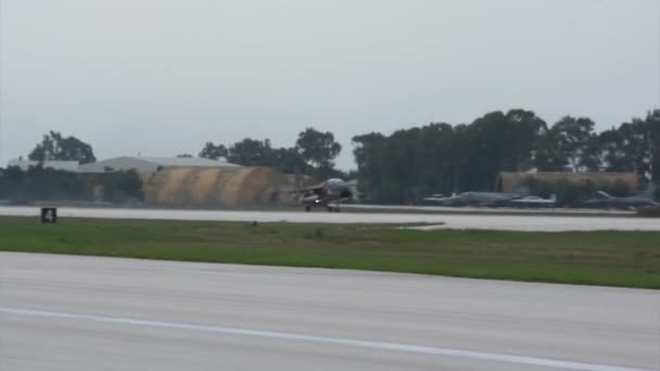 Light ground attack historic jet aeroplane takes off — Stock Video