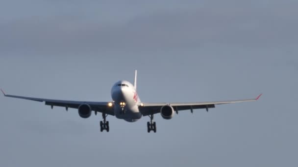 Airbus A330 Jet2 airline, descending in air above Lanzarote airport. Copy space — Stock Video