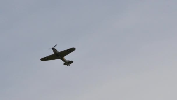 Hawker Hurricane propeller militair gevechtsvliegtuig van Royal Air Force RAF — Stockvideo