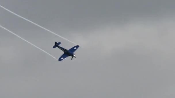 Vintage propeller gevechtsvliegtuigen gebruikt bij Varkensbaai invasie bij Playa Giron — Stockvideo