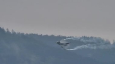 Çağdaş manevra kabiliyeti olan bir savaş uçağının yüksek performansı.