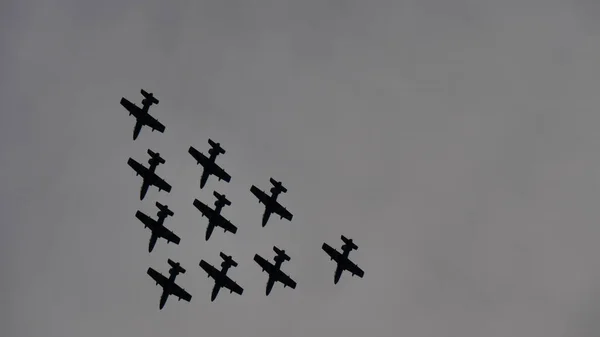 Frecce Tricolori, the Italian Air Force Aerobatic Team in flight — Stock Photo, Image