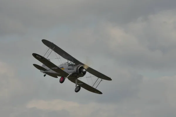 Biplane fighter plane of Royal Air Force on 1930s,1940s and World War 2 — Stock Photo, Image