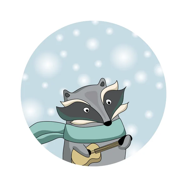 Mapache de invierno — Vector de stock