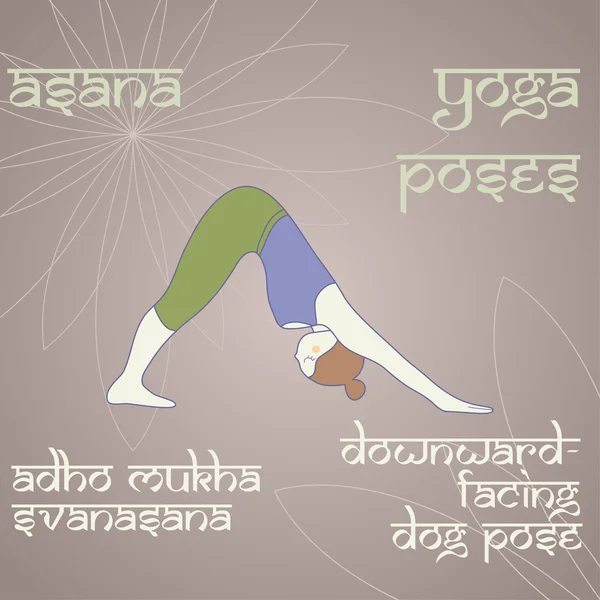 Du yoga. pose de chien orientée vers le bas . — Image vectorielle