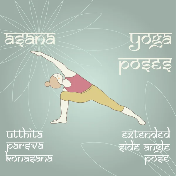 Utthita Parsva Konasana. Pose de ángulo lateral extendido . — Archivo Imágenes Vectoriales