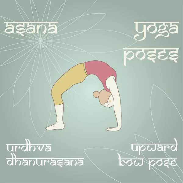 Urdhva Dhanurasana. Pozice nahoru luk (kola). — Stockový vektor