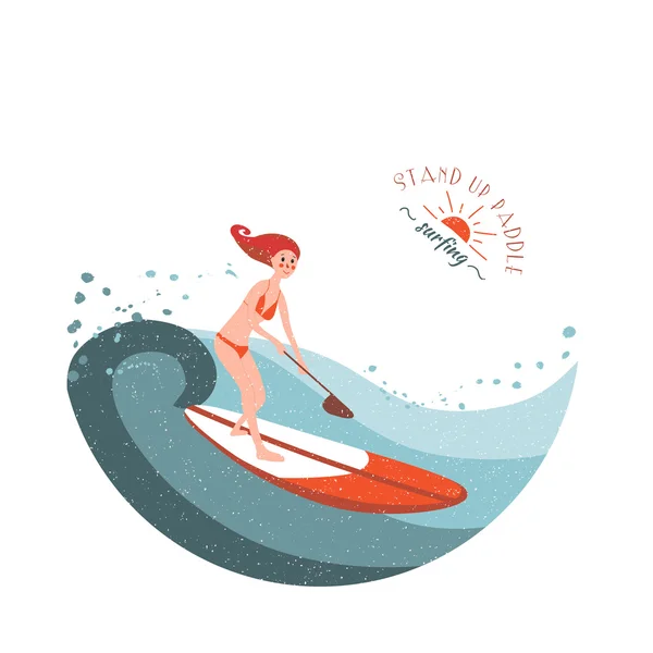 Stand Up Paddle-szörfözés — Stock Vector