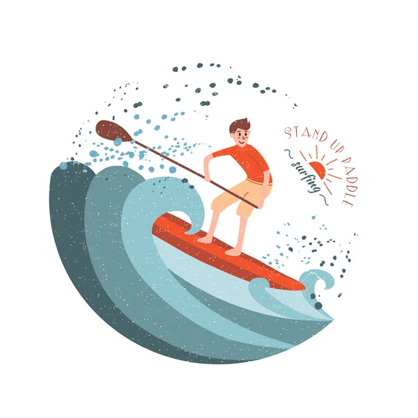 Stand Up Paddle Surfing — Stock Vector