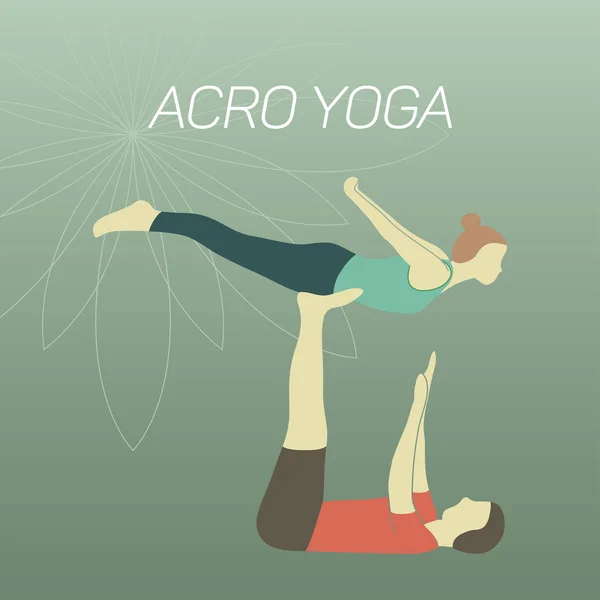 Çift pratik acroyoga. — Stok Vektör