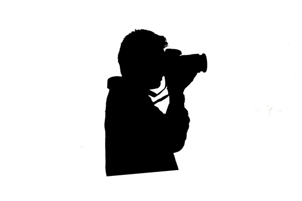 Beyaz bitti izole siluet fotoğraf çekimi fotoğrafçı 