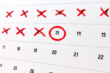 Bir takvimdeki günlerin aşağı sayma