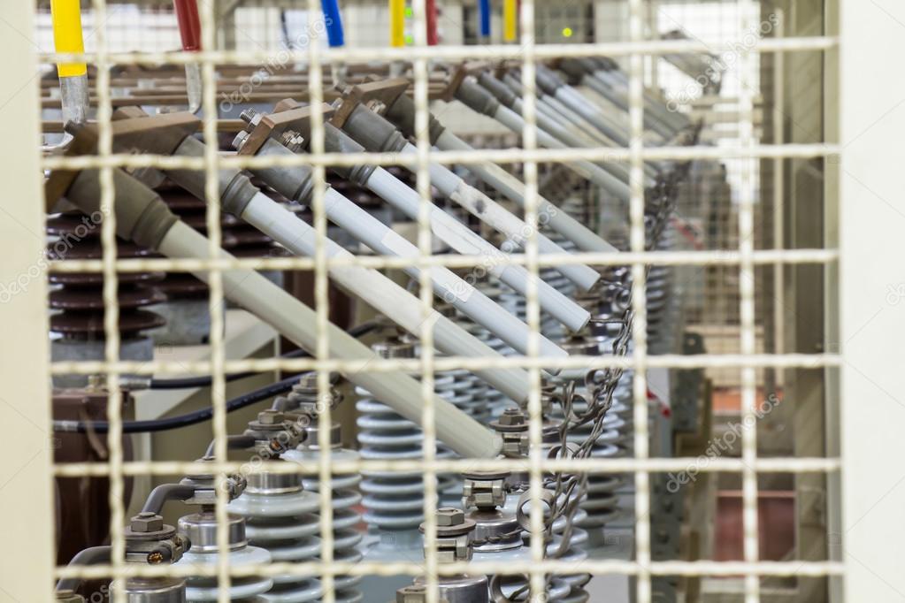 Fuse Links of capacitor banks in a cage in a capacitor room