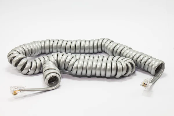 İzole sarmal telefon kablosu — Stok fotoğraf