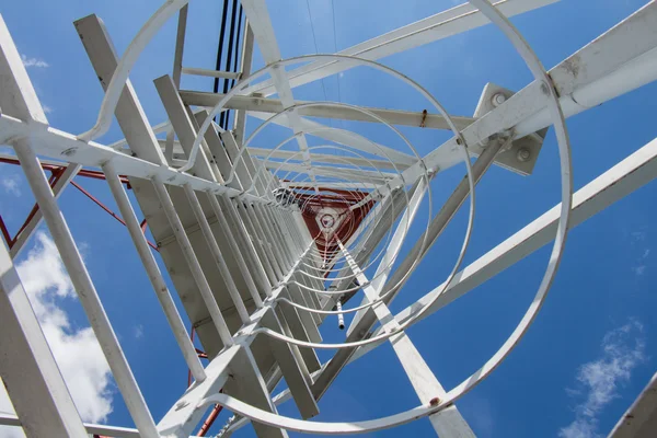 Botton view communication radio tower 73 meter — Stock Photo, Image