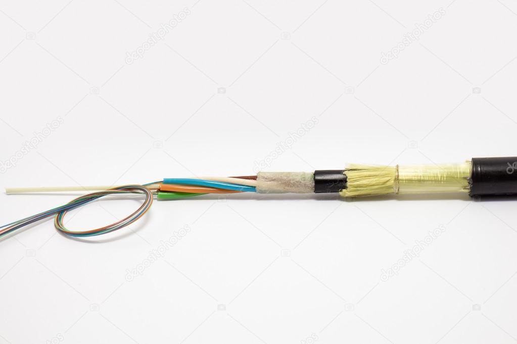 Fiber optic cable in white background