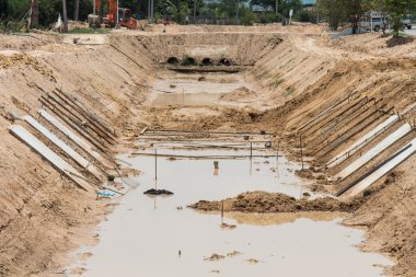 Construction drains to prevent flooding clipart