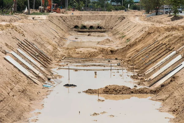 Construction drains to prevent flooding — Stock Photo, Image