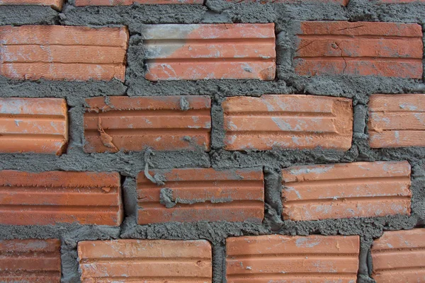 Mur de briques de construction sur l'usine de construction — Photo