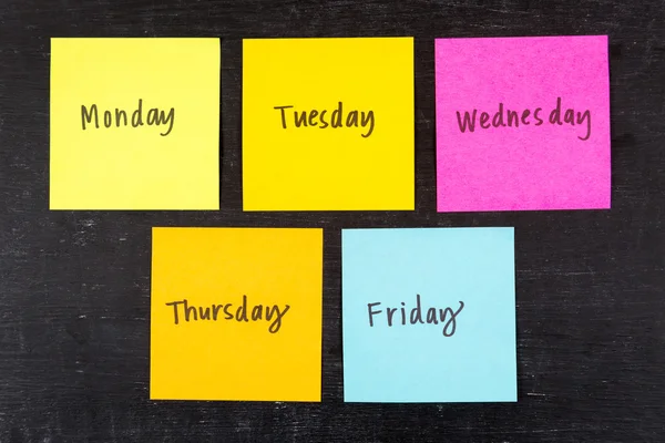 Days of Week Sticky Notes — Stock Photo, Image