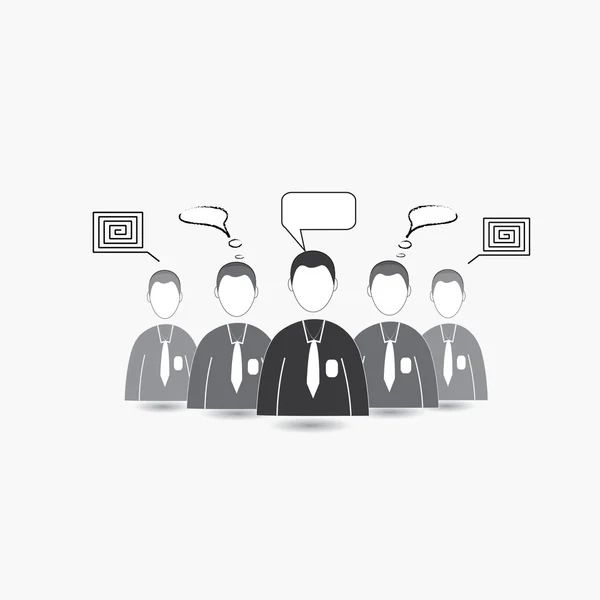Business men with different thoughts — Stock Vector