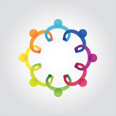 Vektör renkli okul insan, elele, Toplantı, iş çocuklar tartışmak, toplum