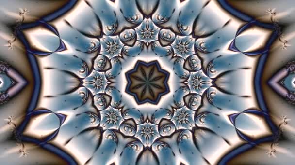 Анимация Абстрактной Текстуры Появлением Красивого Фрактального Орнамента Синем Фоне — стоковое видео