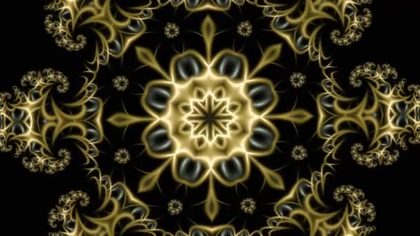 Animation Beautiful Yellow Color Mandala Intertwining Fractal Ornament — Stock Video