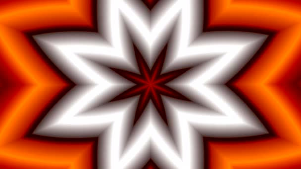 Анимация Красивой Абстрактной Звезды Красно Белого Цвета Фрактальным Орнаментом Появляющимся — стоковое видео