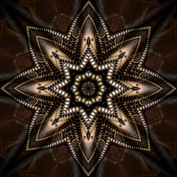 Klasik soyut arka plan şablonu soyut çiçek ve merkezde yıldız ile kahverengi tonlarda