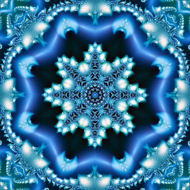 kış soyut arkaplan ortasında bir fraktal kar tanesi ve çerçeveli dairesel buz süslemesi ile