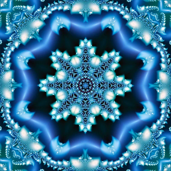 kış soyut arkaplan ortasında bir fraktal kar tanesi ve çerçeveli dairesel buz süslemesi ile