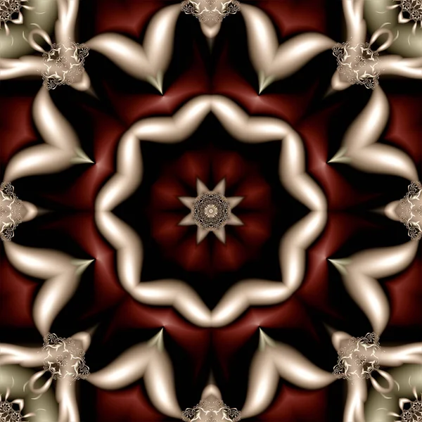 Merkezinde bir süs olan bir yıldızın soyut deseni ve kuş pençesine benzeyen dairesel bir süs.