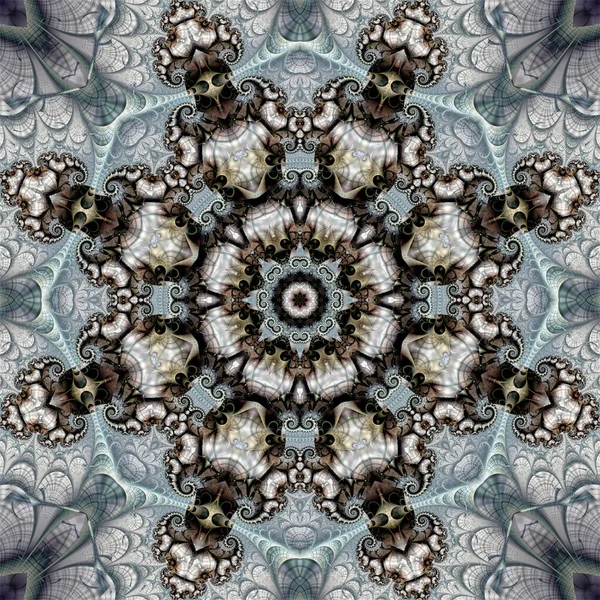 Dairesel fraktal süslemeli soyut kağıt dokusu ve ortasında yıldız