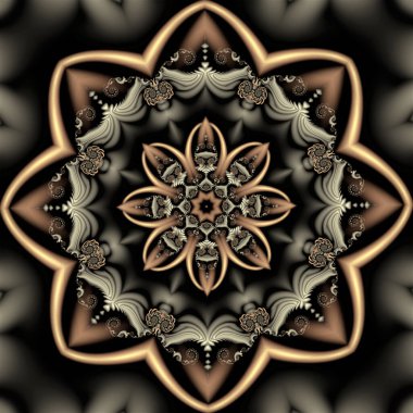 Klasik tarzda soyut bir arka plan şablonu, merkezinde alışılmadık bir çiçek ve içinde bir bas-rahatlama şeklinde bir süs var.