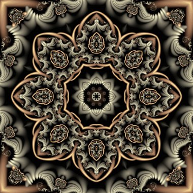 güzel soyut klasik arka plan dairesel kenar süsü ve kompozisyonun ortasında sıra dışı bir çiçek