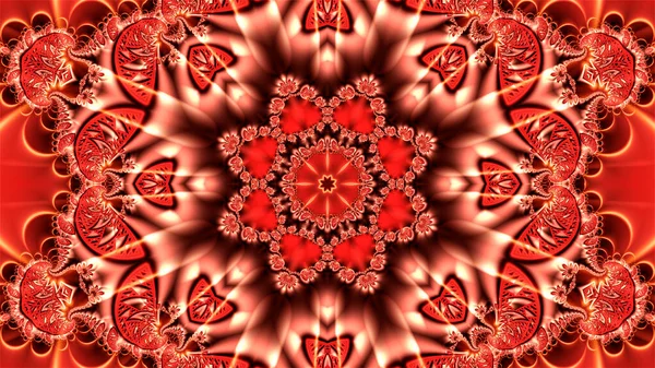 kırmızı ışıklandırılmış soyut arkaplan alışılmadık dairesel süs ve merkezde soyut çiçek