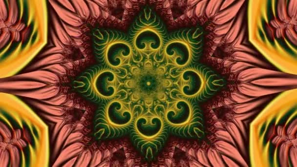 具有各种分形图案和几何形状的万花筒形状的创造性分形抽象曼陀罗的视频动画 — 图库视频影像