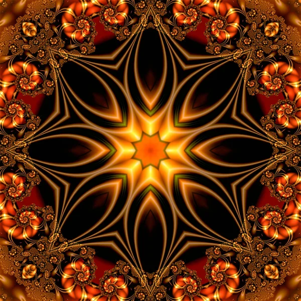 Güzel sıradışı yıldız ve dairesel fraktal kırmızı renk süslemesine sahip soyut arkaplan şablonu