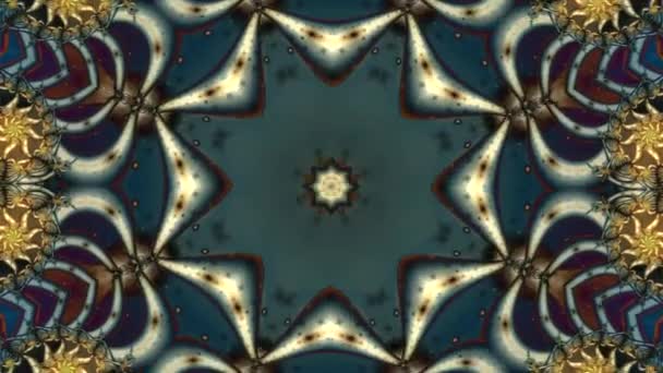 Animating Beautiful Abstract Background Blue Gold Color Varied Fractal Pattern — Video Stock