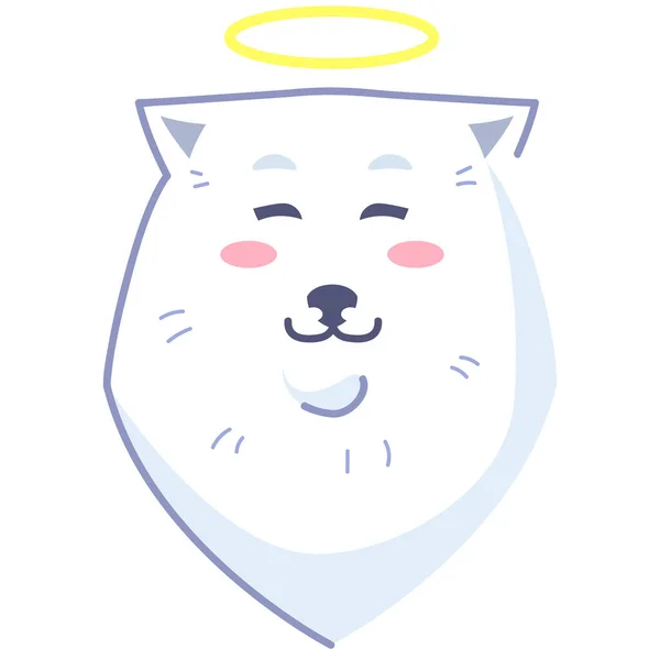 犬のステッカー感情の無実天使 ソーシャルネットワークやメッセンジャーのための感情 白い犬のペット かわいいかわいい動物の漫画風 — ストックベクタ