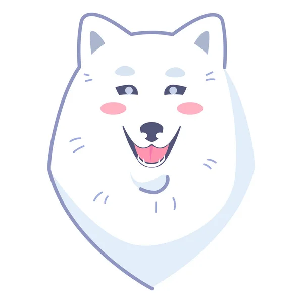 Dog Sticker Grin Emoticon Social Networks Messengers White Dog Pet — Stock Vector