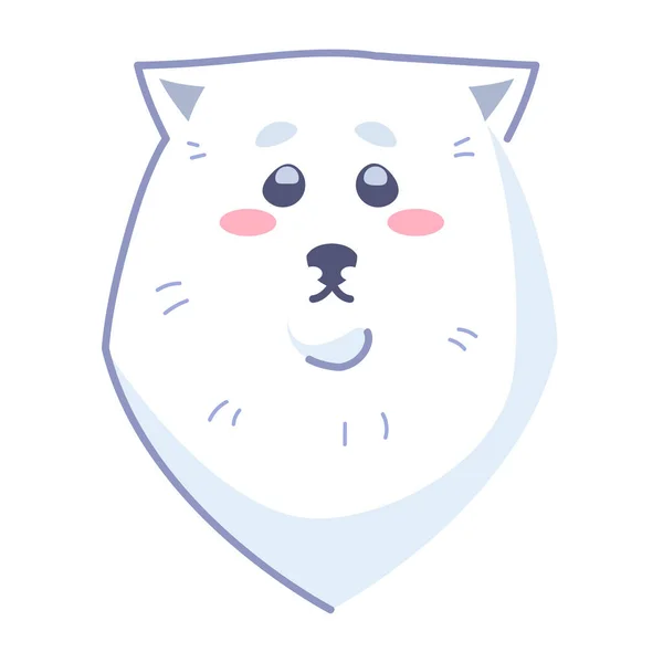 犬のステッカー 悲しい ソーシャルネットワークやメッセンジャーのための感情 白い犬のペット かわいいかわいい動物の漫画風 — ストックベクタ