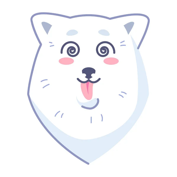 Chiot Samoyed Vector Illustration Stock Isolé Personnage Emoji Chien Bande — Image vectorielle