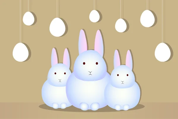 Tre uova di coniglio bianco — Vettoriale Stock