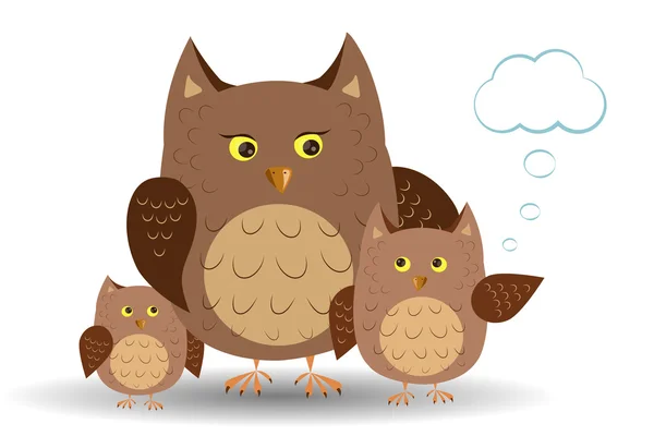 Mama owl and owlet — Stock Vector