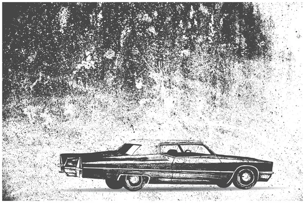 Cadillac voiture sur fond de grunge — Image vectorielle